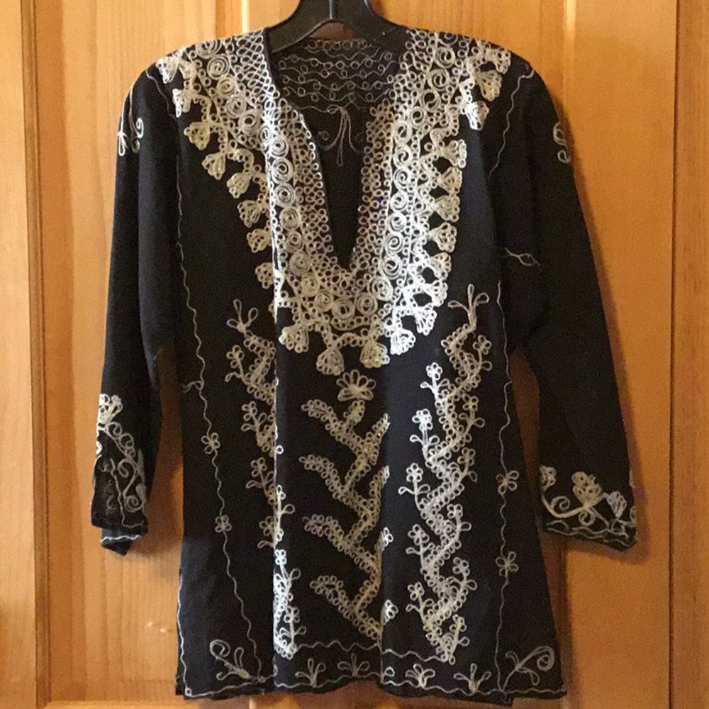 Black embroidered top. NWOT